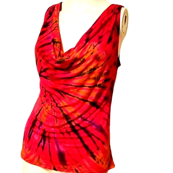 TIE DYE Rayon Stretch Drape Neck Top OS New *4 Colors Avail. ** - Picture 3 of 5